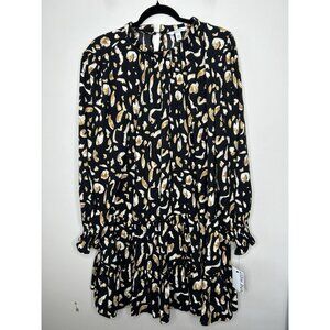Nine West Long Sleeve Swing Dress Brown Black Animal Print Plus Size XXL NWT